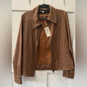 Grace and Lace lightweight cafe faux leather jacket in cafe